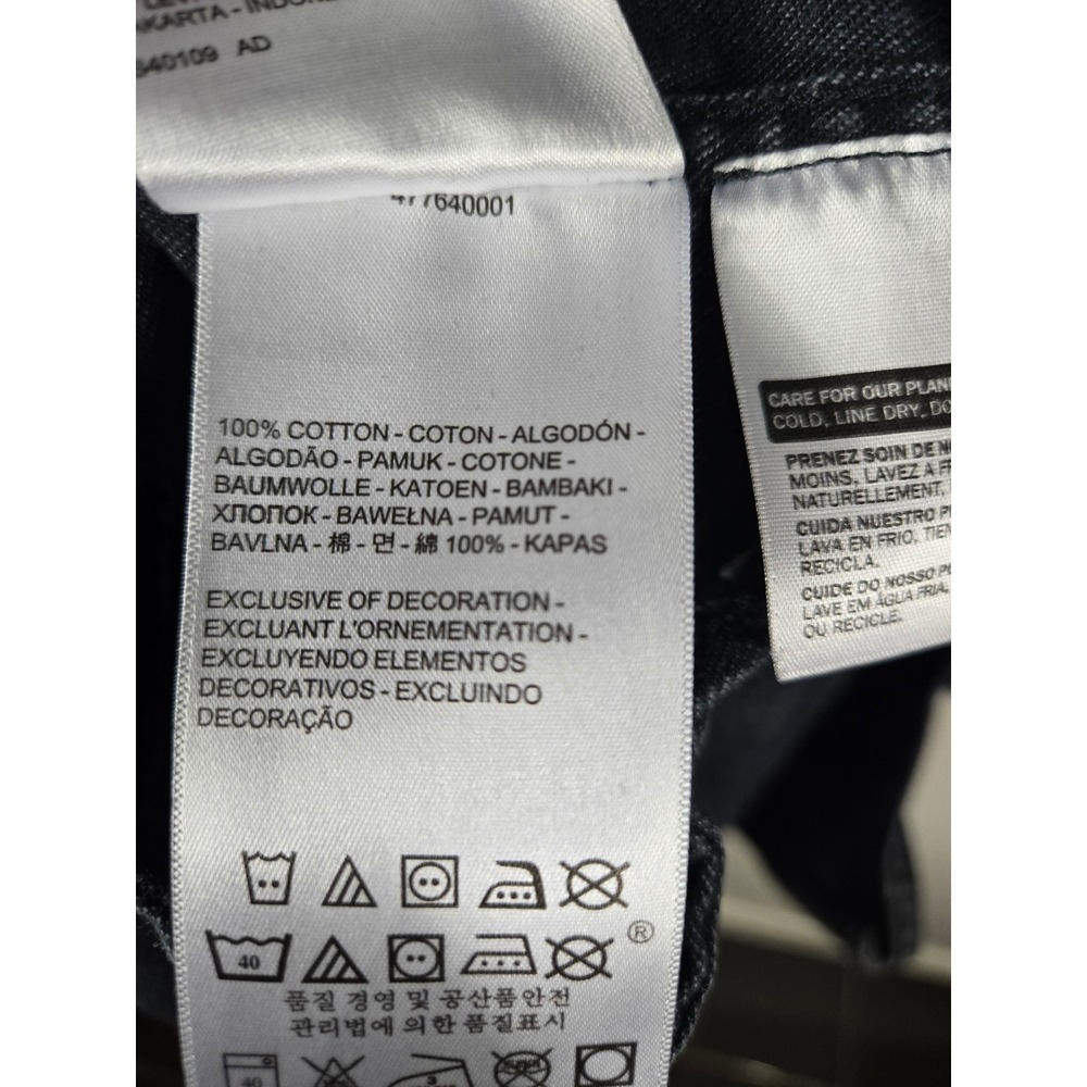 Levis Mens Hooded Denim Parka Jacket Faded Black Cotton Utility Coat Large - Picture 15 of 16